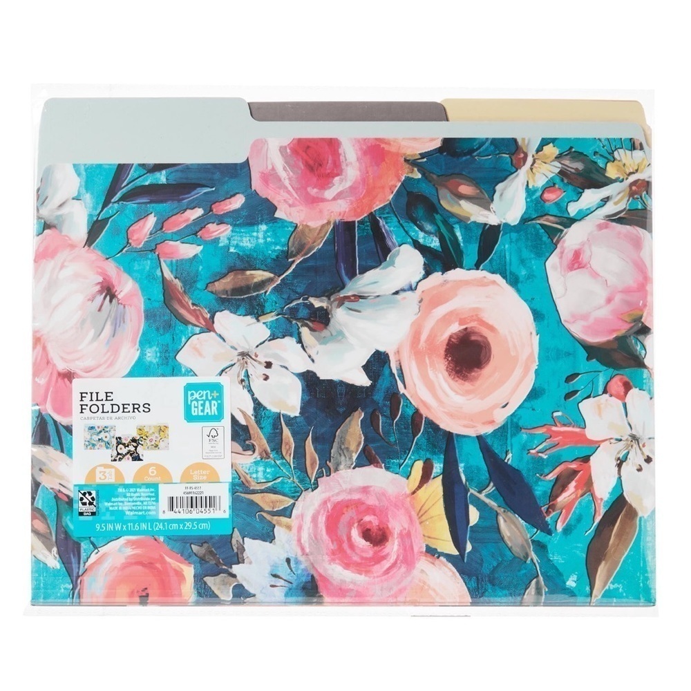Pen+Gear Acrylic 3-Piece Organization Set & Floral File Folders, 6 Count Bundle - Picture 12 of 16